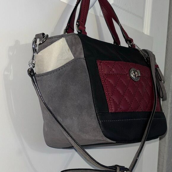 NEW Coach Park Mini Leather Suede Tote Satchel Color Block Quilted F49865 xbody - Picture 5 of 10